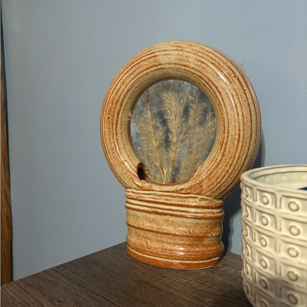 Rustic Tan Ceramic Vase - Picture 2 of 7